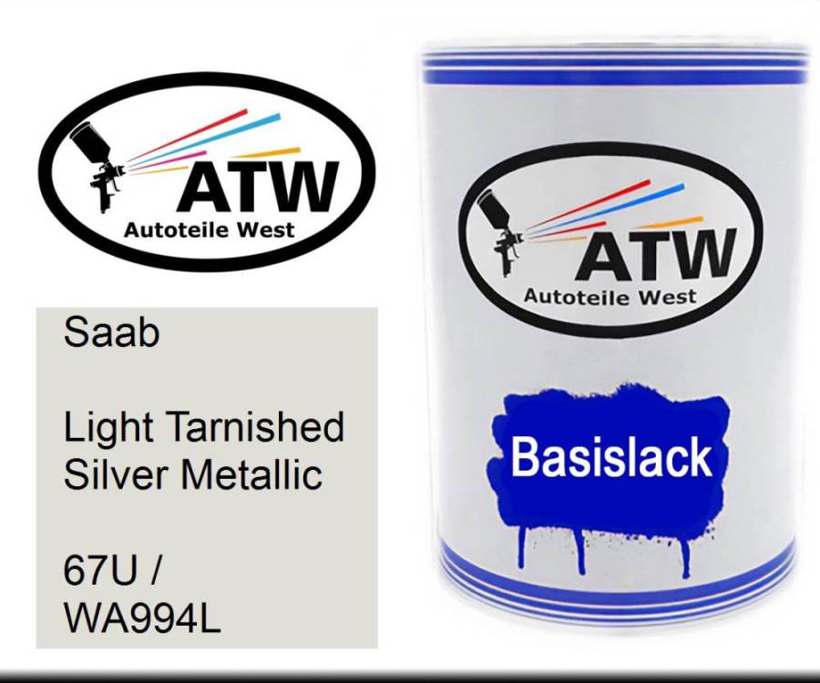 Saab, Light Tarnished Silver Metallic, 67U / WA994L: 500ml Lackdose, von ATW Autoteile West.